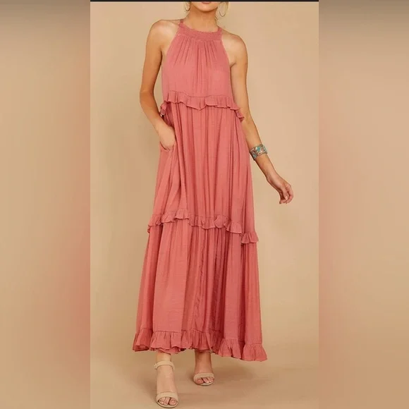 Listicle Pink Layered Maxi Dress - Picture 1 of 5